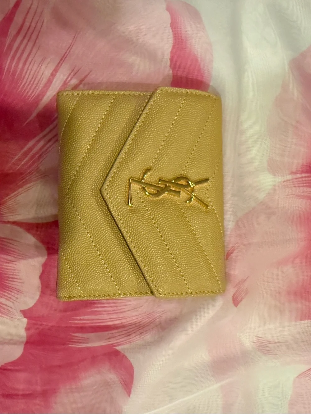 Quilted Leather Wallet - Gold